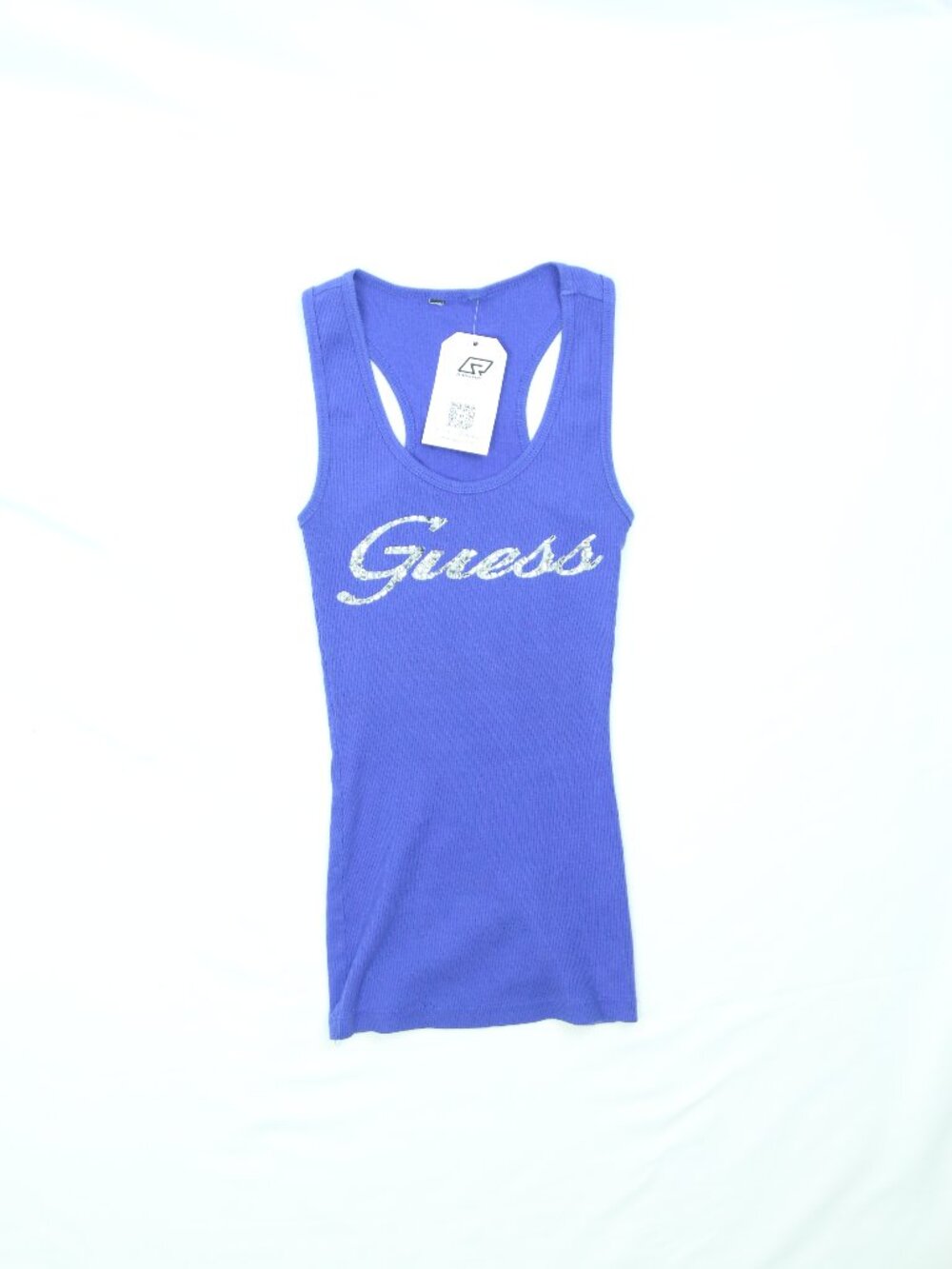 Women's Guess Rhinestone Ribbed Blue Tank Top Size XS